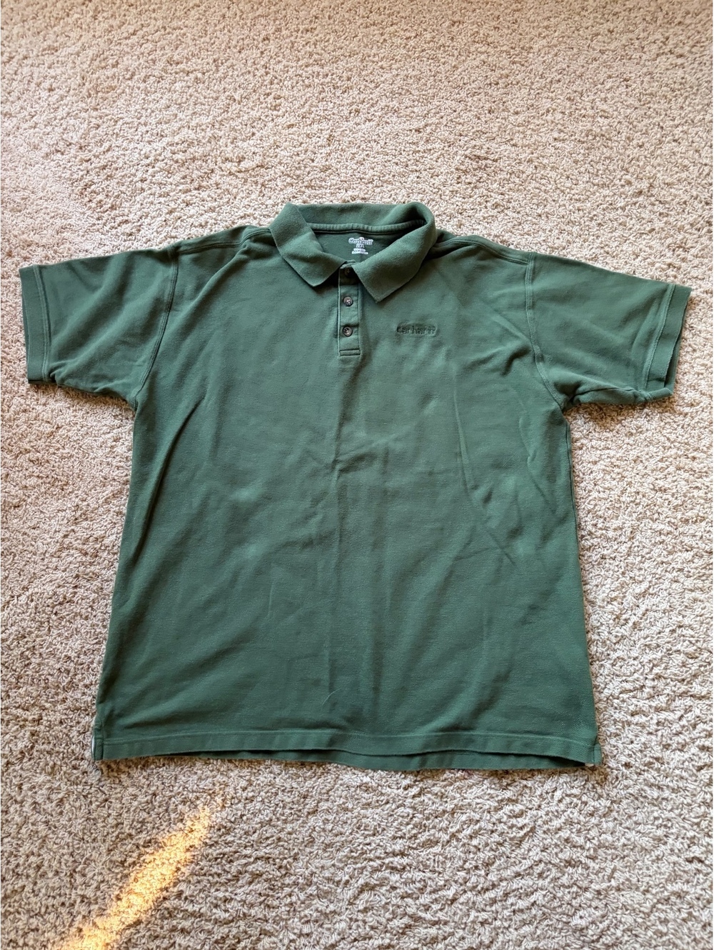 Carhartt polo shirt vintage green classic three-button placket XXL 2XL